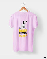 Dogs before dudes printed t shirts