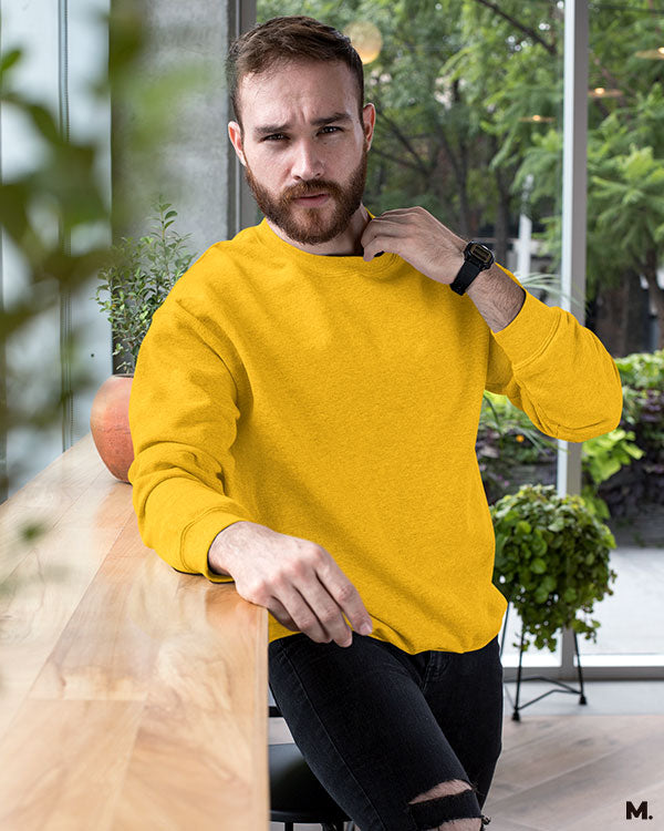 Golden yellow plain sweatshirts for men and women - Muselot