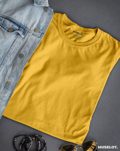 plain t shirts - Golden yellow mens plain t shirts - MUSELOT