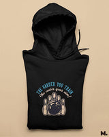 Harder you train, easier your aim printed hoodies
