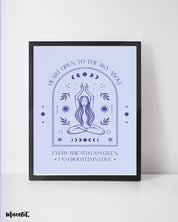 Heart open to the sky above, every breath am given, I am rooted in love printed framed and unframed posters in A3 and A4 sizes