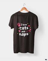 I love cats and naps printed t shirts