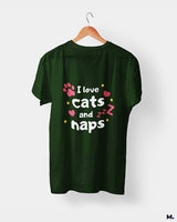 I love cats and naps printed t shirts