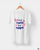 I love cats and naps printed t shirts