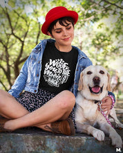 Woof you to the moon & back printed t shirts