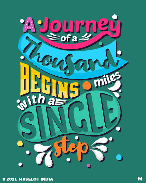 Spiral notebooks printed with motivational quote - Journey of 1000 miles begins with a single step - MUSELOT