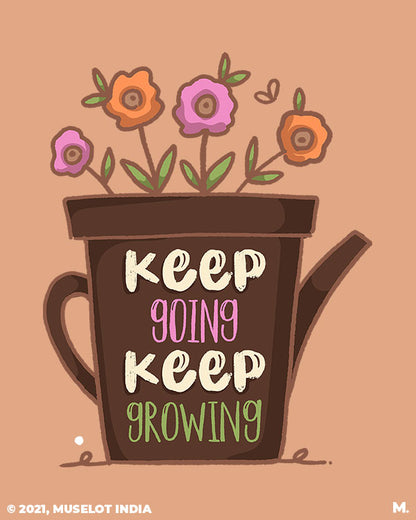 Motivational quote spiral notebooks printed with keep going, keep growing in A5 size - Muselot