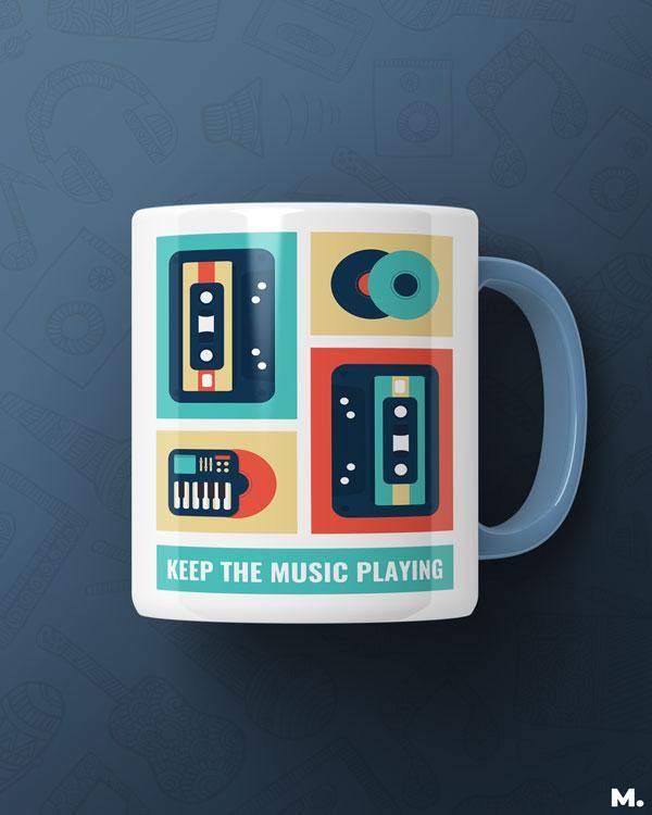 White printed mugs for music lovers - Keep the music playing  - MUSELOT