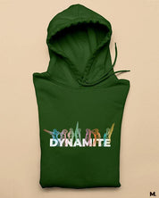 Olive green printed hoodies for ARMY - Life is dynamite   - Muselot India