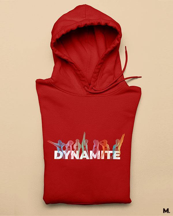 Red  printed hoodies for ARMY - Life is dynamite   - Muselot India