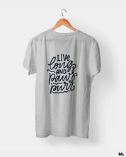 Live long and paws purr printed t shirts