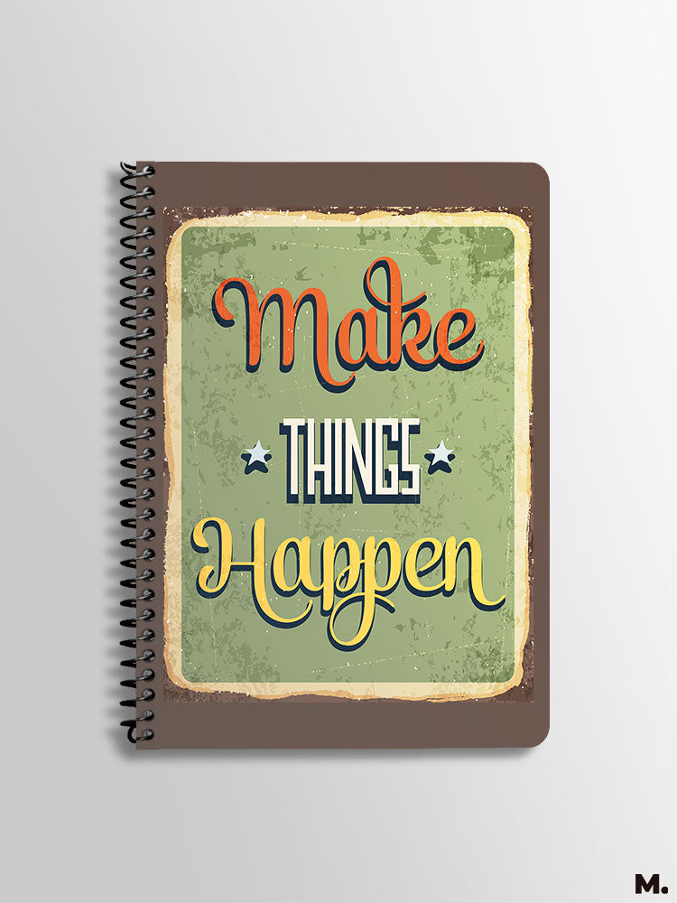 Printed A5 spiral notebooks for motivation - Make things happen - MUSELOT