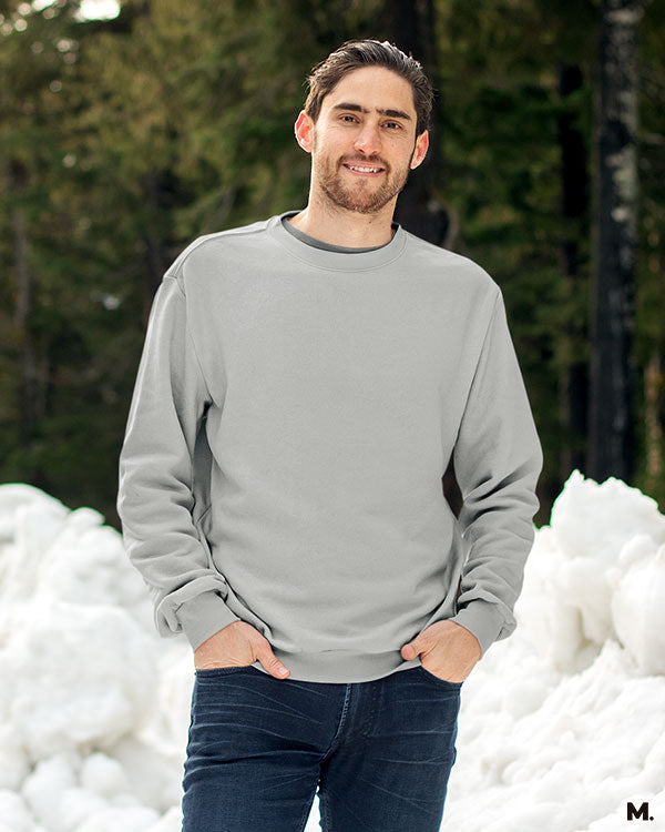 Melange grey unisex plain sweatshirt - Main Image