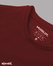 Muselot's neck label on maroon colour t shirt