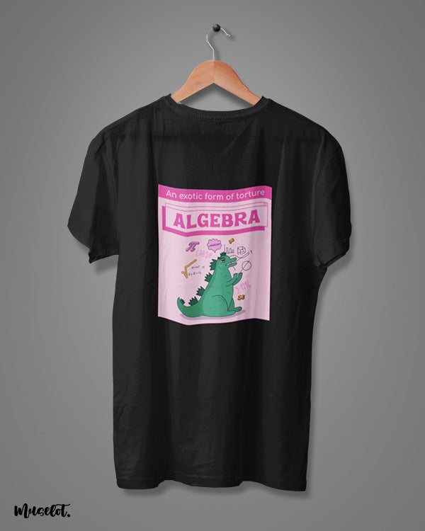 An exotic form of torture - Algebra funny design illustrated printed t shirts in black colour at Muselot
