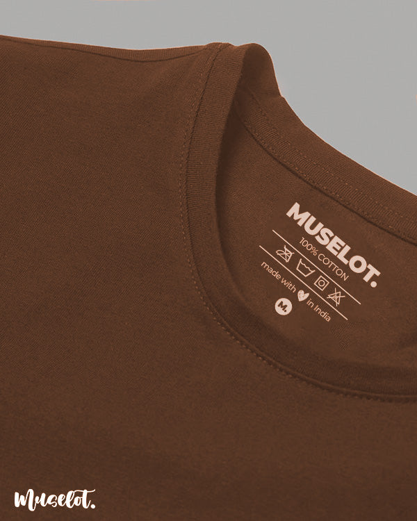 Beauty is in the chai of the beholder printed t shirts by Muselot in coffee brown colour 
