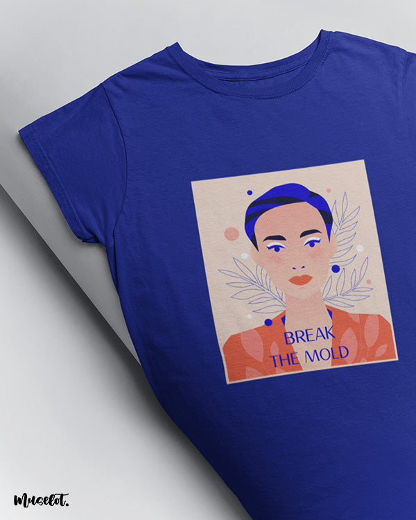 Break the mold design illustrated printed t shirt in royal blue colour for LGBTQ+ pride at Muselot