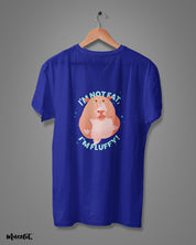 I am not fat, I am fluffy printed design illustration graphic t shirt in royal blue colour at Muselot