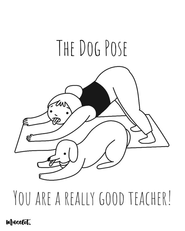 The funny dog pose illustration for dog lovers at Muselot