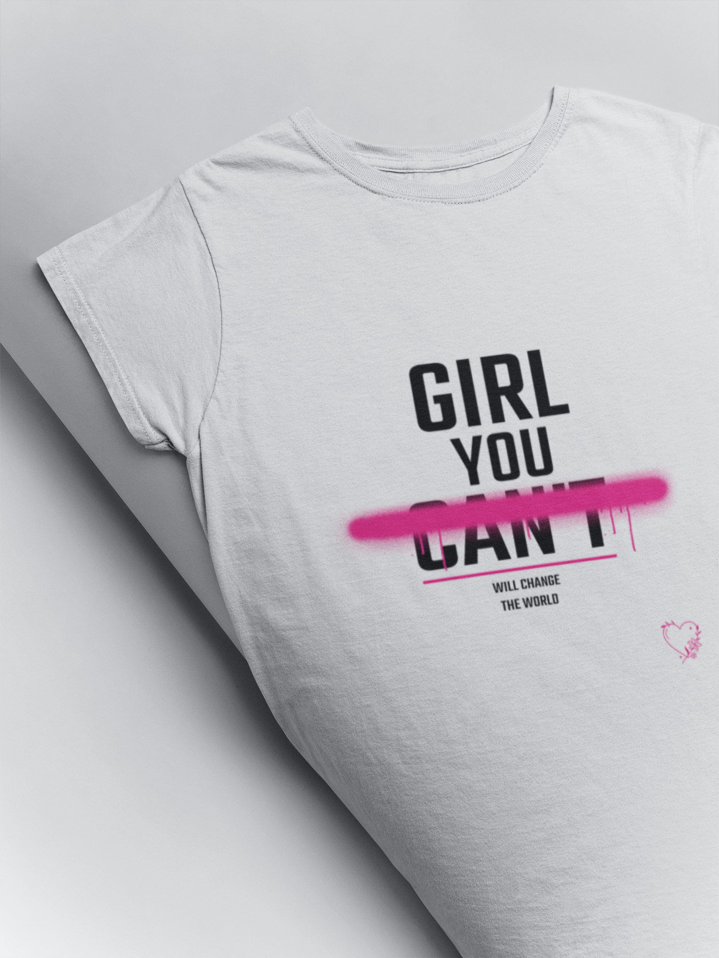 Girl you will change the world beautiful illustration printed t shirt for feminists in white colour at Muselot