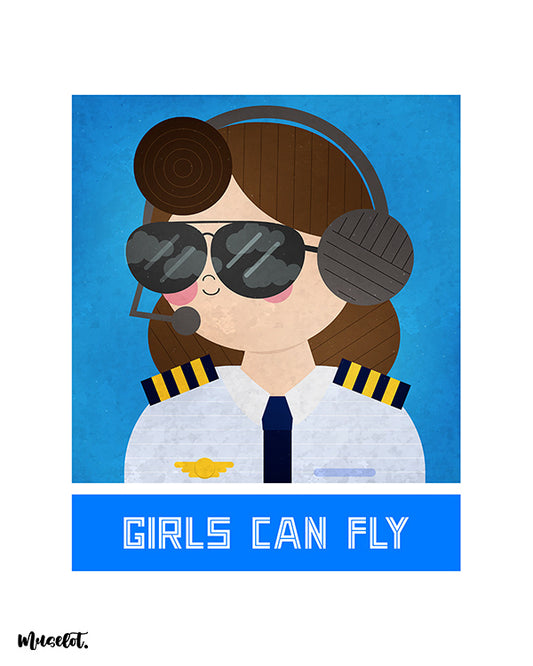 Girls can fly design illustration for air hostesses at Muselot