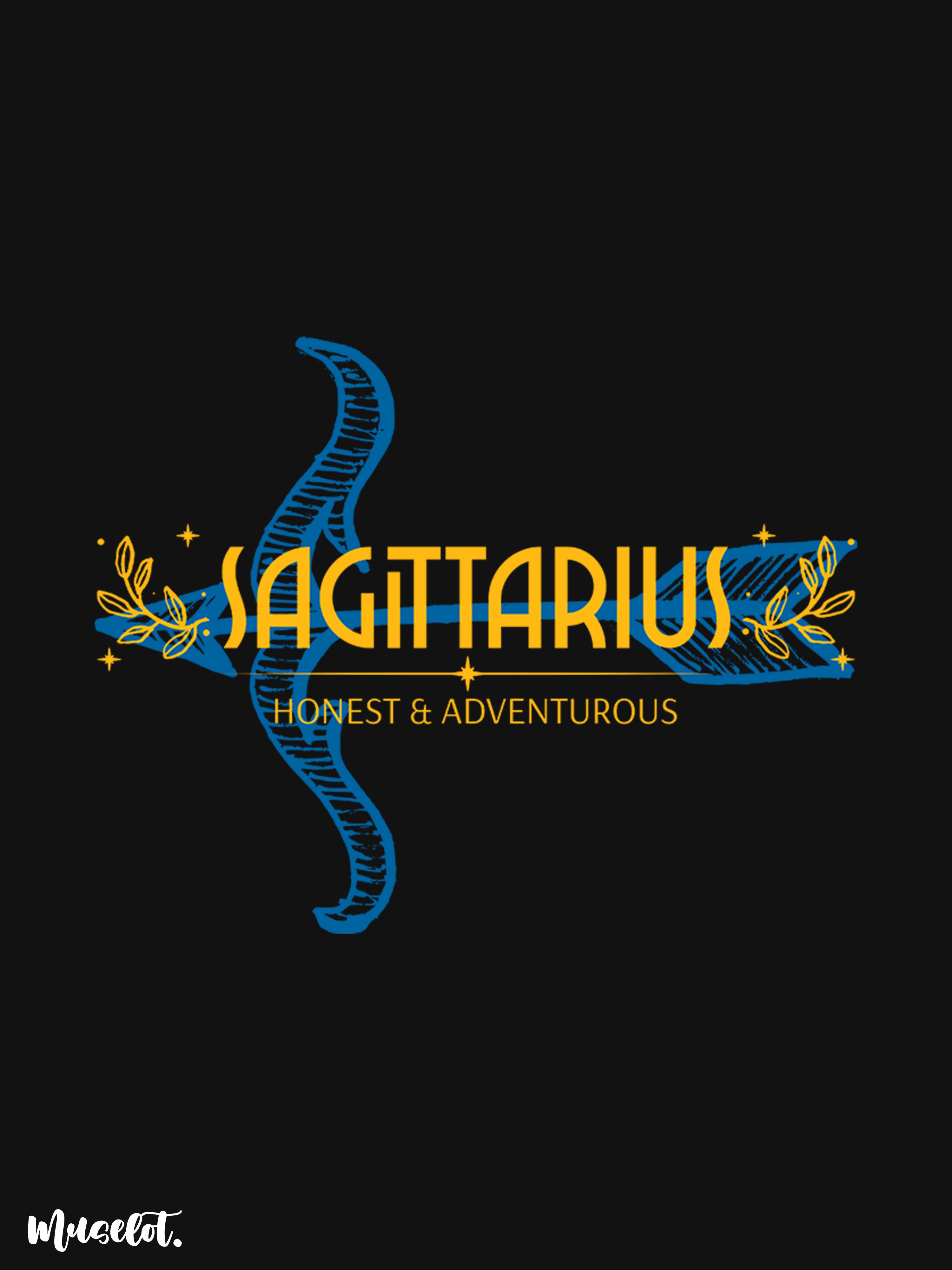 Sagittarius - honest and adventurous printed black coffee mugs which are microwavable and dishwasher safe - Muselot