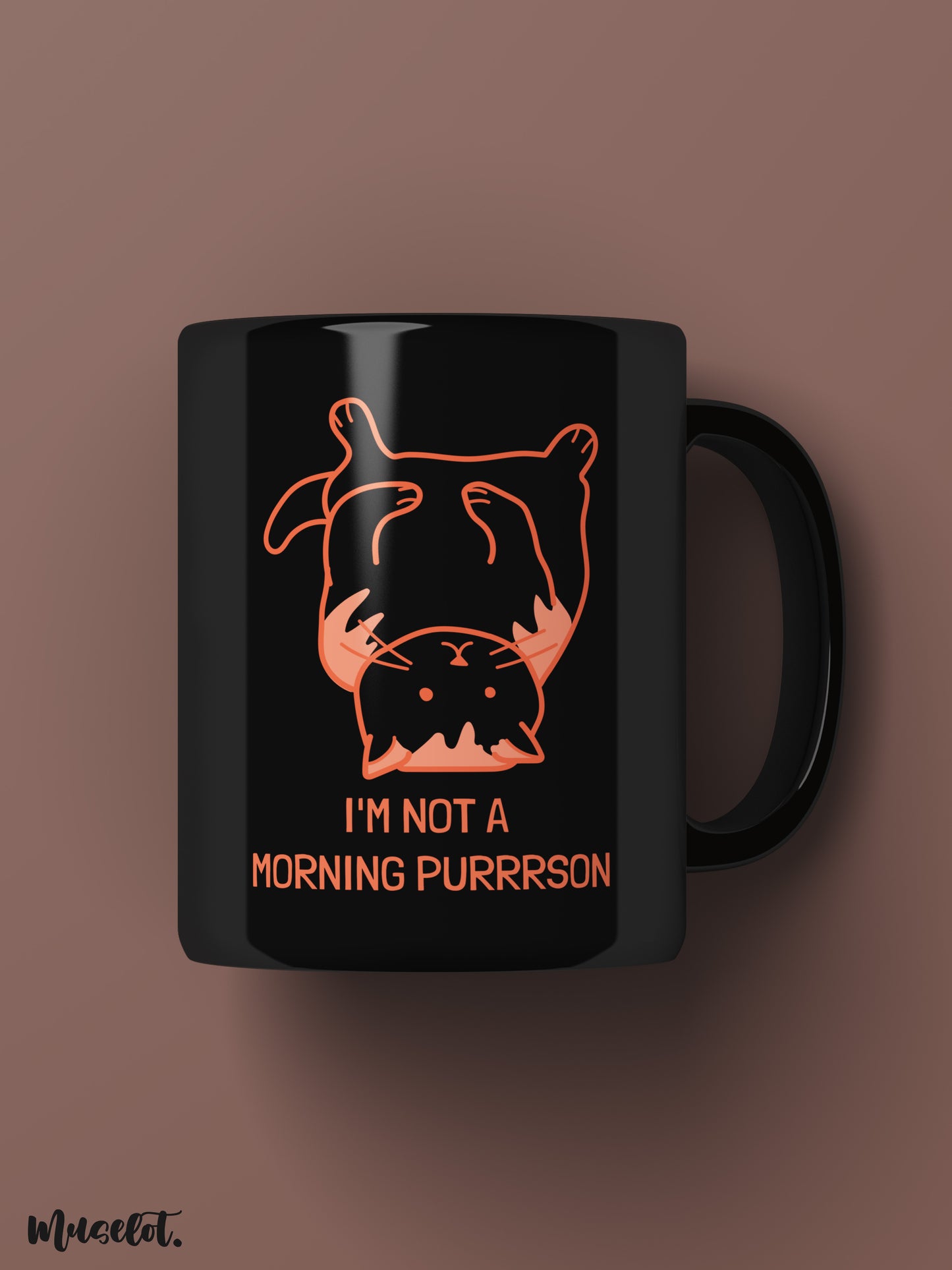 I am not a morning person printed black coffee mugs by Muselot