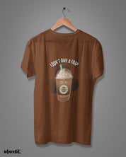 I don't give a frap funny design illustrated printed t shirt in coffee brown colour at Muselot