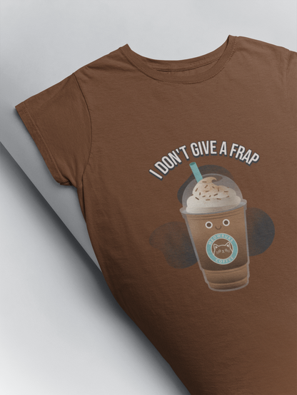 I don't give a frap funny design illustrated printed t shirt in coffee brown colour at Muselot