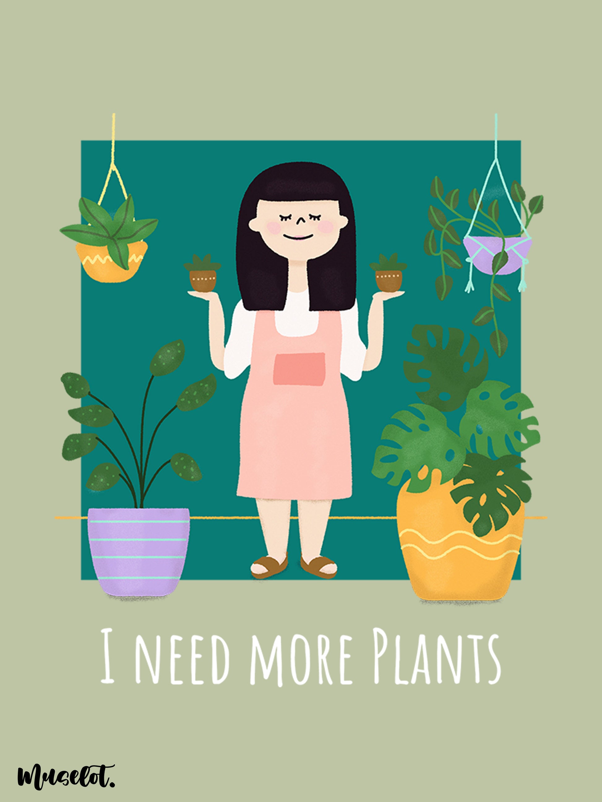 I need more plants cute illustrated black mugs which are microwavable and dishwasher safe - Muselot