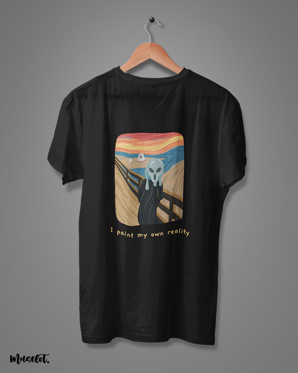 I paint my own reality funny design illustrated printed t shirt in black colour at Muselot