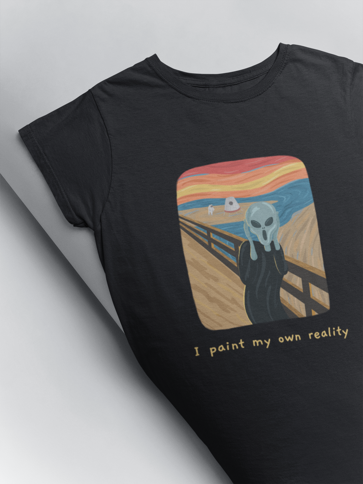 I paint my own reality funny design illustrated printed t shirt in black colour at Muselot