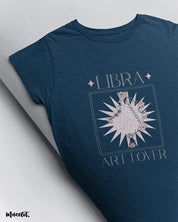 Libra art lovers graphic illustrated printed t shirt in navy blue colour for librans at Muselot