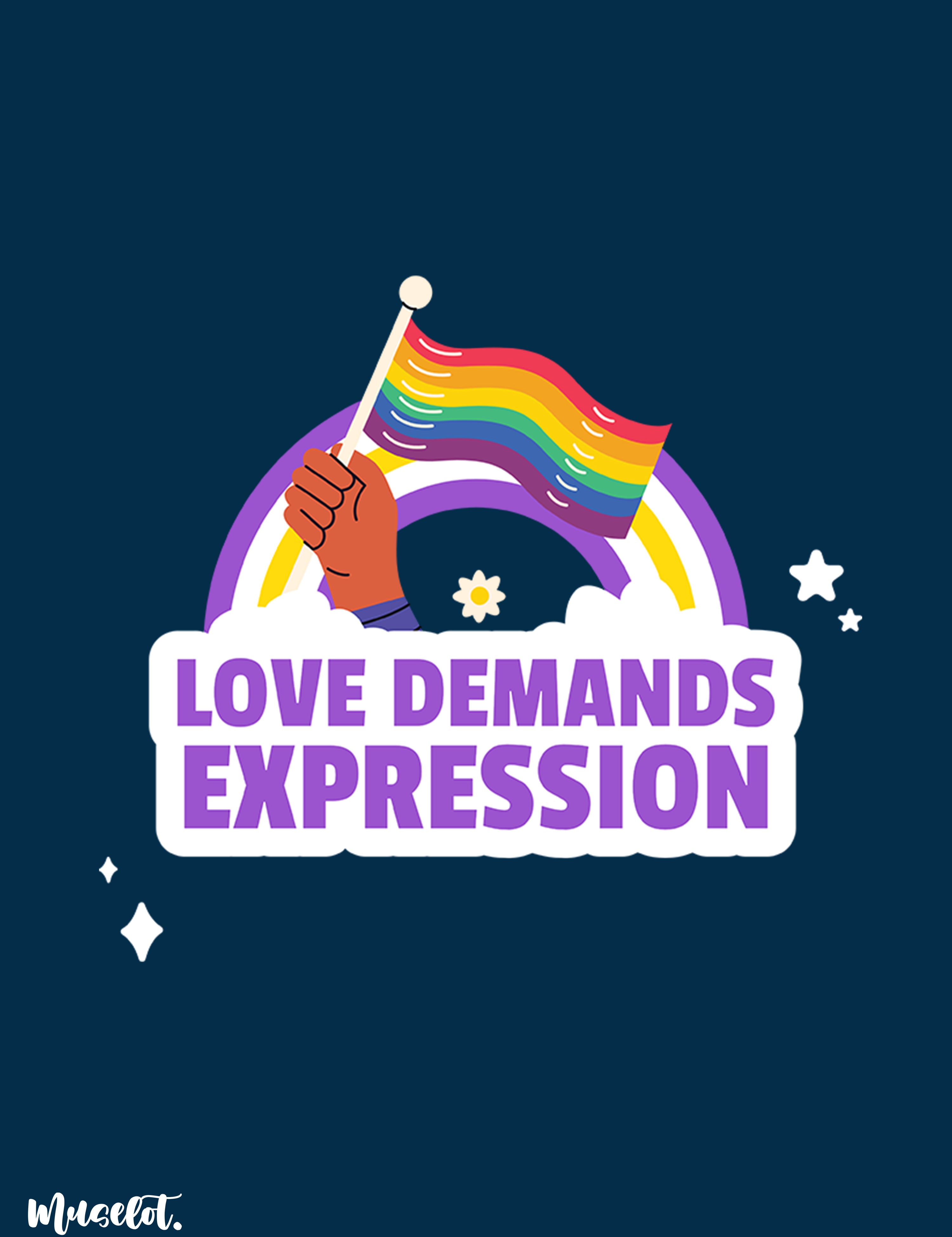 Love demands expression design illustration for LGBTQ+ pride at Muselot