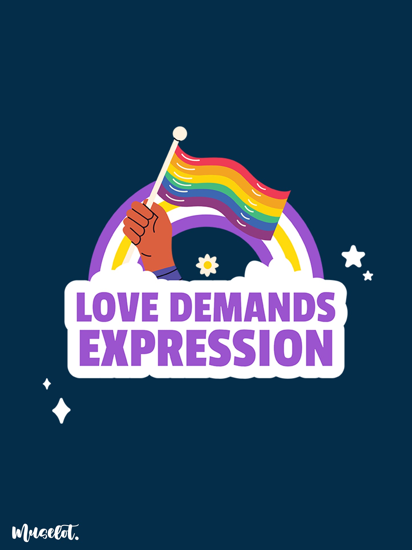 Love demands expression design illustration for LGBTQ+ pride at Muselot