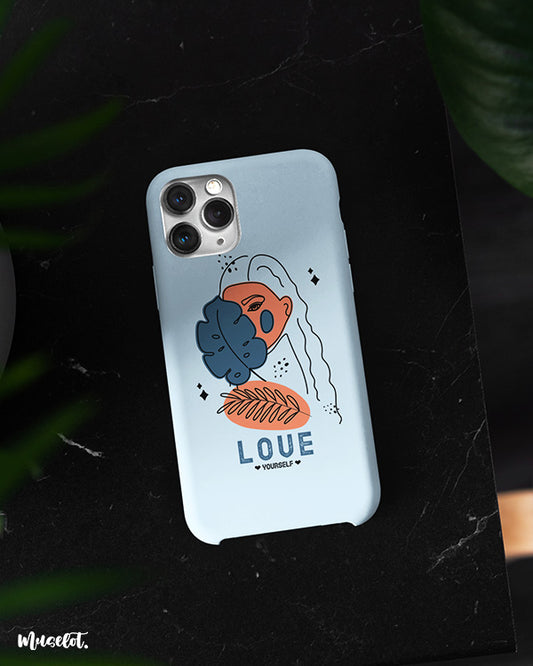 Love yourself illustrated phone cases available for all models of phone brands like apple, samsung, vivo, oppo, realme, google pixel, lenovo, moto, nokia and oneplus.