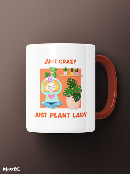 Not crazy, just plant lady printed white mugs online for plant lovers  - Muselot