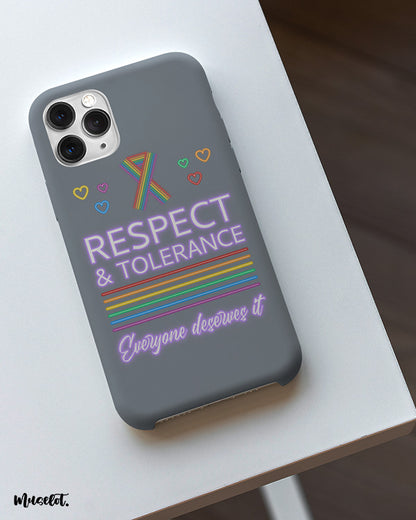 Respect and tolerance, everyone deserves it illustrated phone cases for pride community,  Available for all models of phone case brands like iPhone, Samsung, Vivo, Oppo, Realme, Nokia, Oneplus, Xiaomi, Lenovo, moto, etc. 