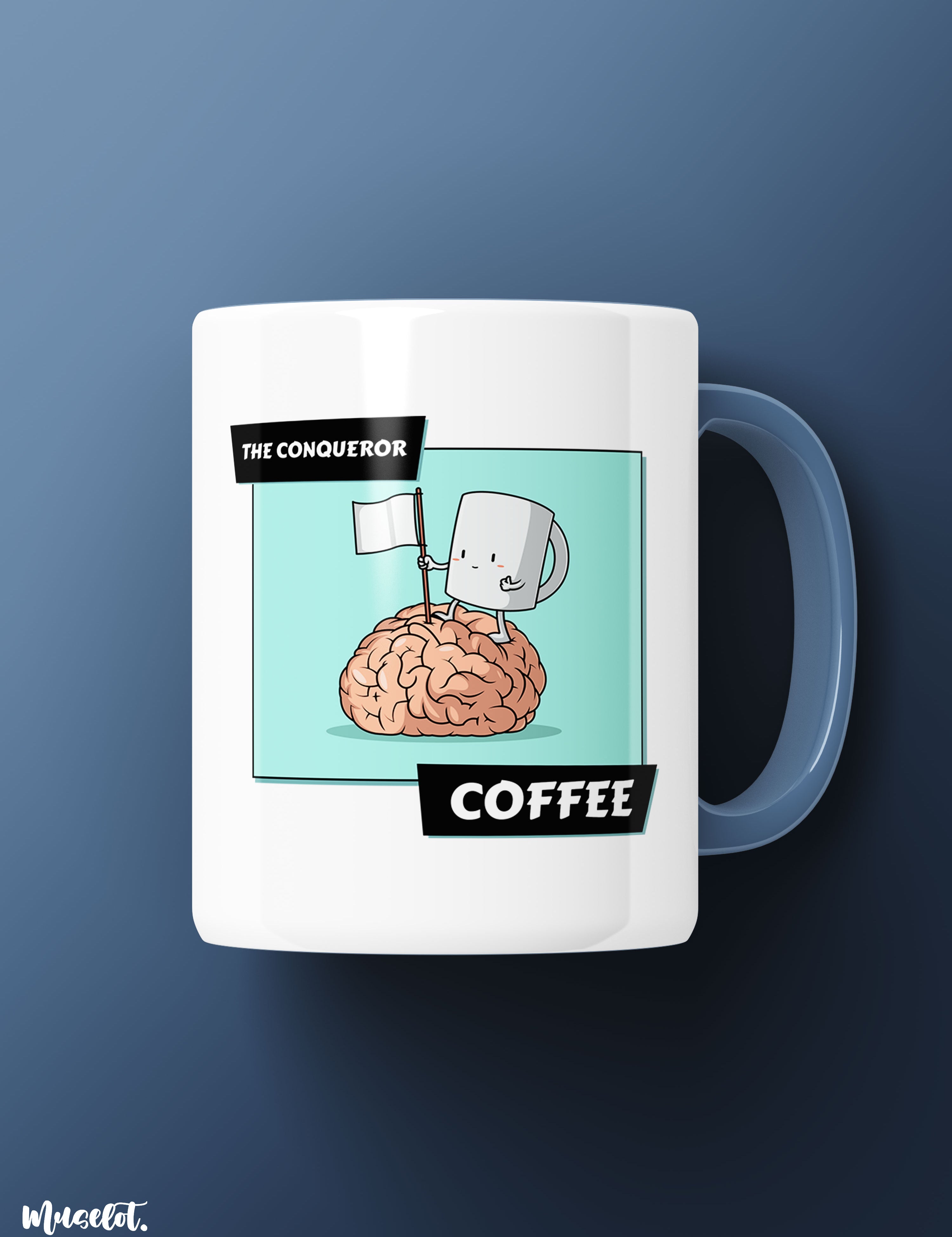 Coffee - the conqueror printed white mugs online - Muselot