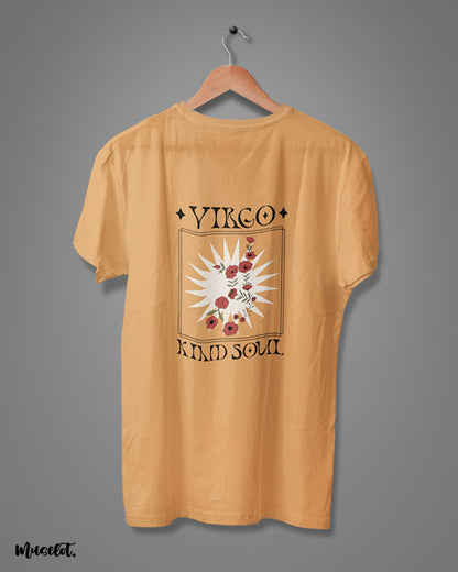 Virgo kind soul design illustrated graphic t shirt in mustard yellow for virgos at Muselot