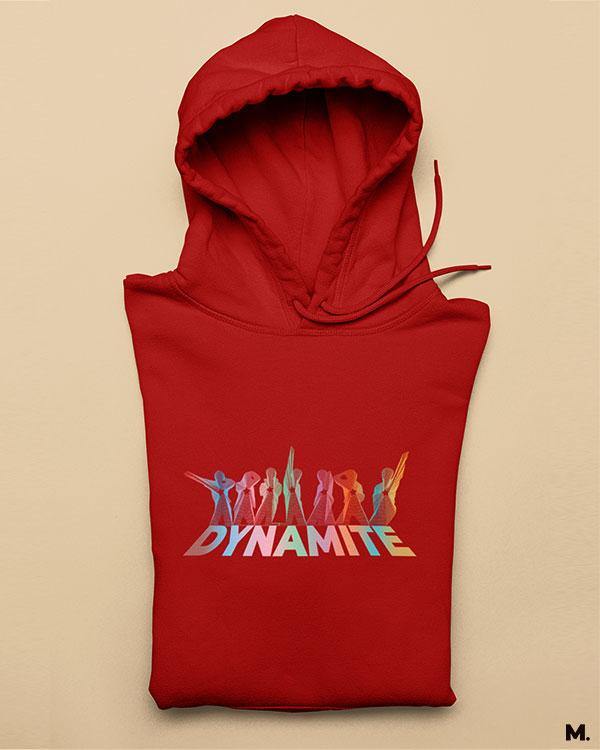 Printed red hoodies for BTS fans or ARMY printed with Dynamite  - MUSELOT