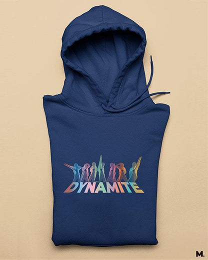 Printed navy blue hoodies for BTS fans or ARMY printed with Dynamite  - MUSELOT