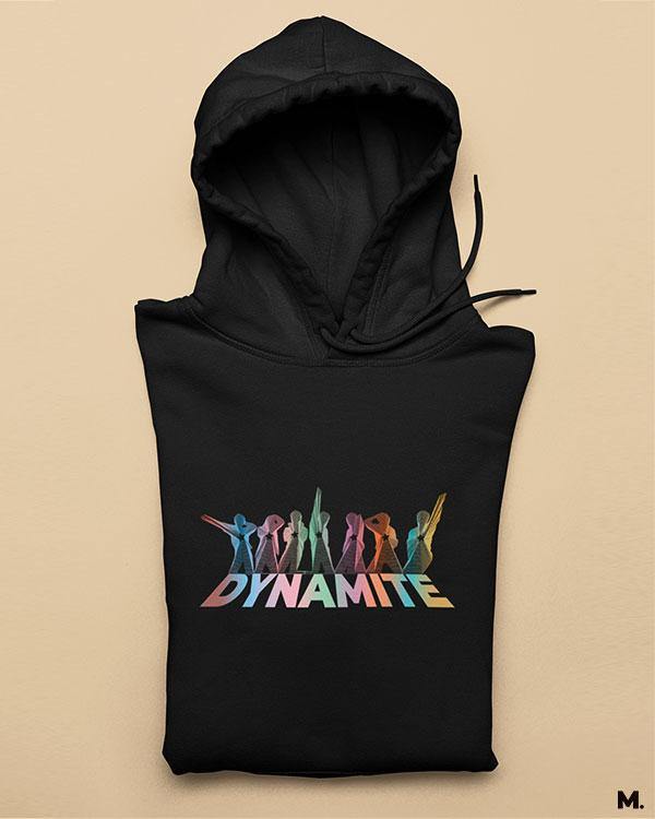Printed black hoodies for BTS fans or ARMY printed with Dynamite  - MUSELOT