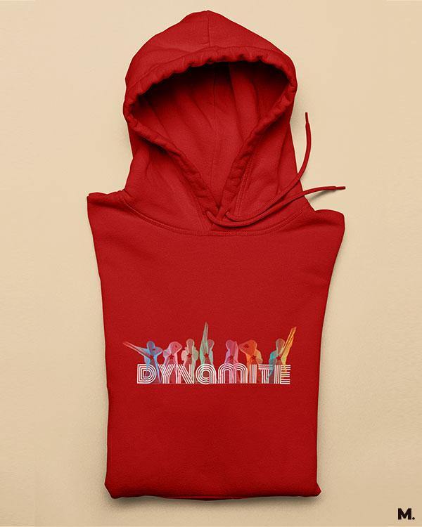 Red printed hoodies for BTS fans or ARMY - Light up like dynamite   - Muselot India