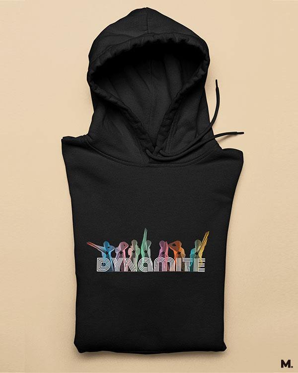 Black printed hoodies for BTS fans or ARMY - Light up like dynamite   - Muselot India