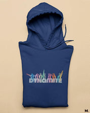 Navy blue printed hoodies for BTS fans or ARMY - Light up like dynamite   - Muselot India