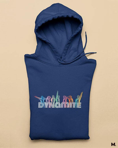 Navy blue printed hoodies for BTS fans or ARMY - Light up like dynamite   - Muselot India