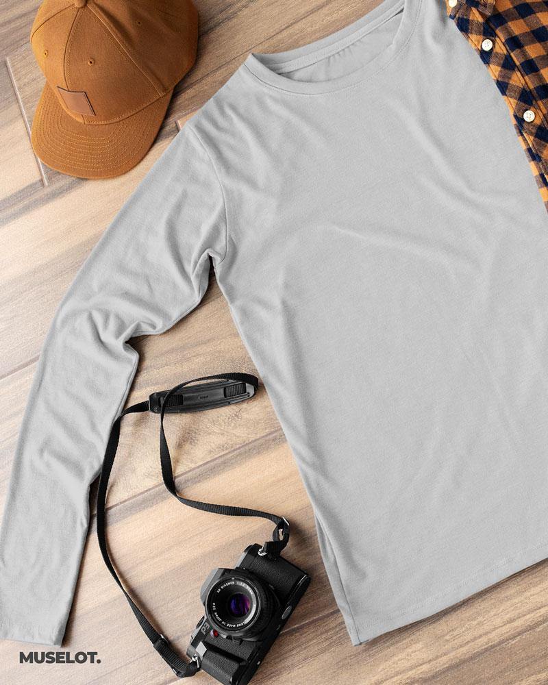 full sleeve t shirts - Full sleeves t shirt grey  - MUSELOT