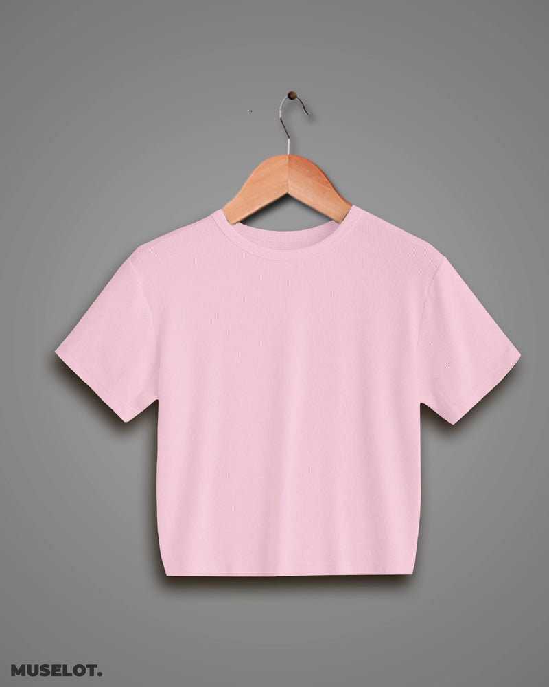 Pink plain cropped t shirt, T shirt crop tops for women