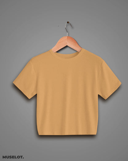 Crop t shirts for women - Mustard yellow cropped t shirt - MUSELOT